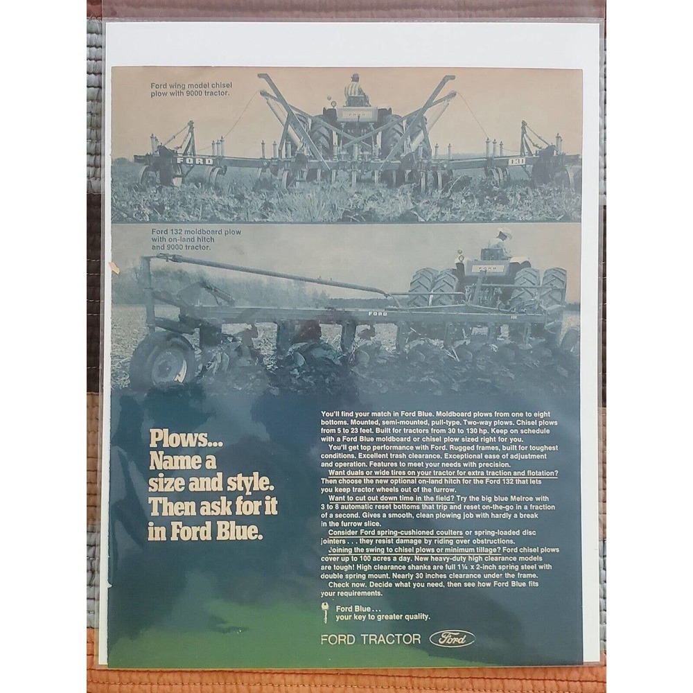 1970 Ford Moldboard and Chisel Plow Magazine Advertisement